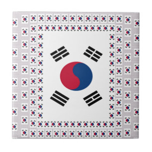 Beautiful Diagonal Korean Flag: An Infinite Art Ceramic Tile