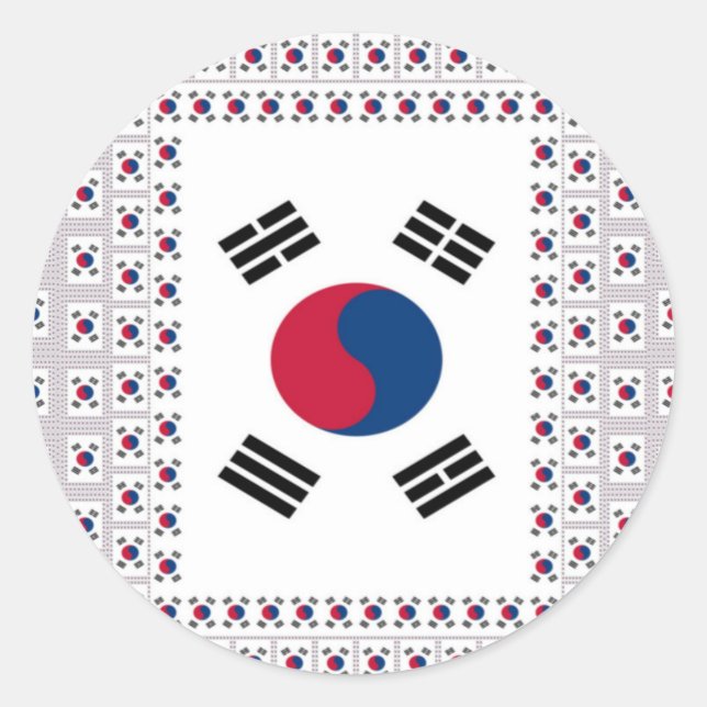 Beautiful Diagonal Korean Flag: An Infinite Art Classic Round Sticker (Front)