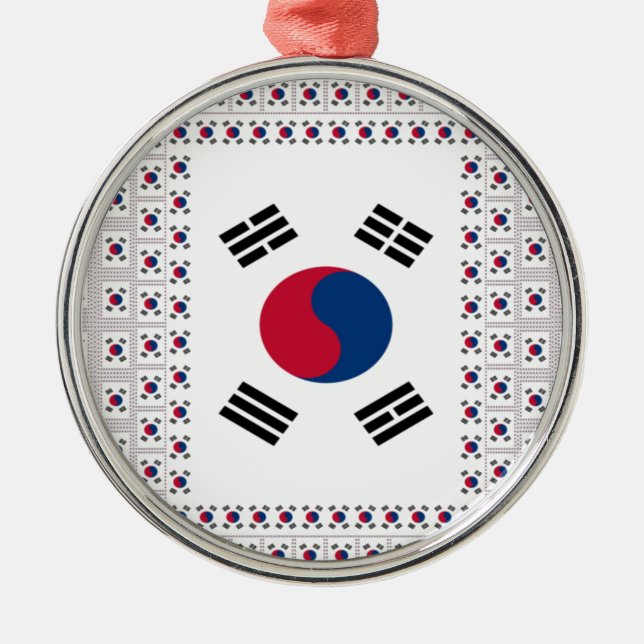 Beautiful Diagonal Korean Flag: An Infinite Art Metal Ornament (Front)