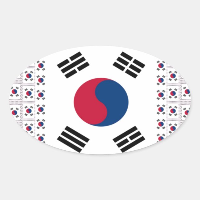 Beautiful Diagonal Korean Flag: An Infinite Art Oval Sticker (Front)