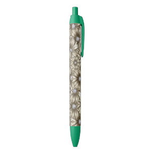 Beautiful Diamond Flowers Blue Ink Pen