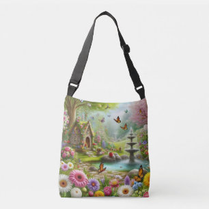 Beautiful Digital Image of a Spring Flower Garden Crossbody Bag