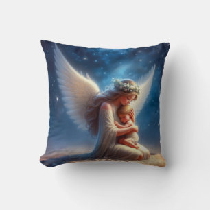 Beautiful Digital Painting of Angel Holding a Baby Cushion