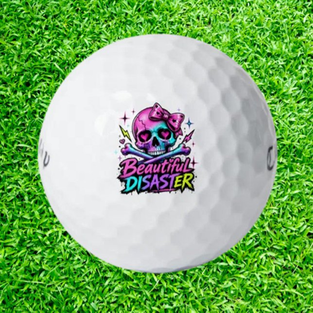  Beautiful Disaster Neon Skull Golf Balls (Upgrade your game with Neon Skull style)