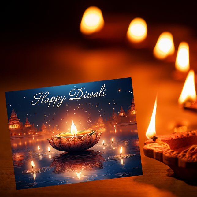 Beautiful Diya Festival of Light Happy Diwali Holiday Card (Creator Uploaded)