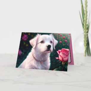 Beautiful Dog And Rose Collection Card