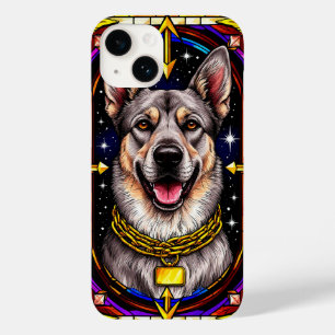 Beautiful Dog Portrait in Stained Glass Artwork Case-Mate iPhone 14 Case