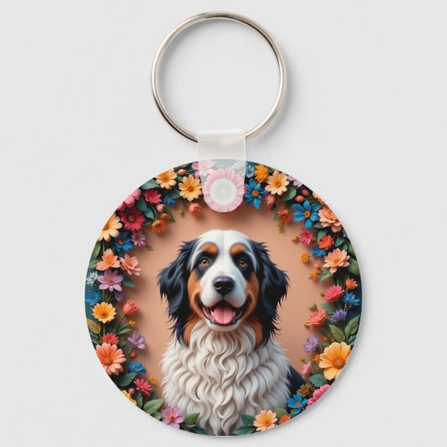 Beautiful Dog Portrait Key Ring (Front)
