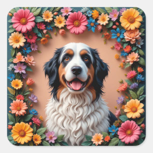 Beautiful Dog Portrait Square Sticker