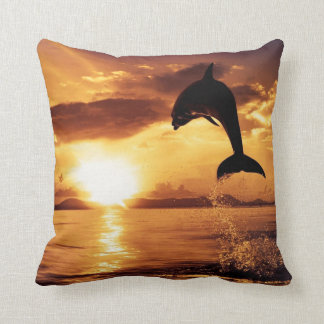 Beautiful Dolphin at Sunset Throw Pillow