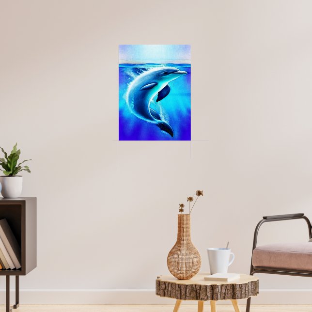 Beautiful Dolphin in Ocean Art Poster (Living Room 3)