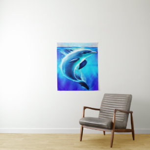 Beautiful Dolphin in Ocean Art Tapestry