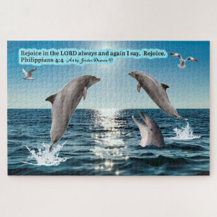 Beautiful Dolphin Scripture Puzzle Philippians 4:4