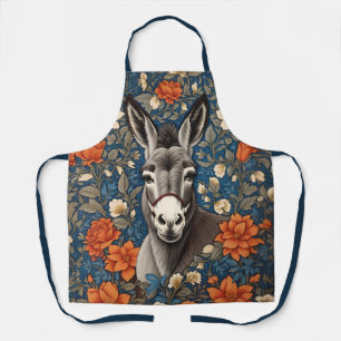 Beautiful Donkey Face Elegant Floral Apron