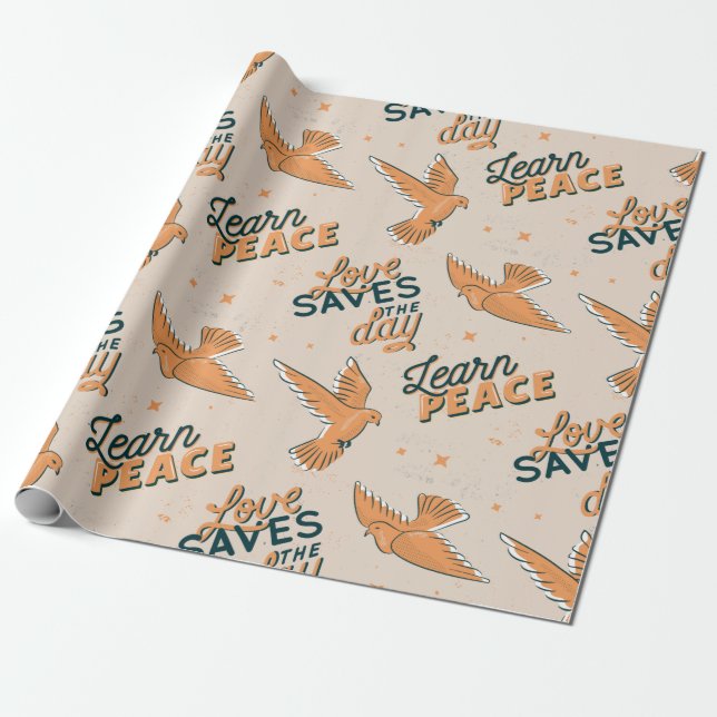 Beautiful Dove Peace Animal Pattern Cute Summer Wrapping Paper (Unrolled)