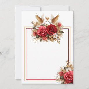 Beautiful Doves, Roses and Daisies  Invitation