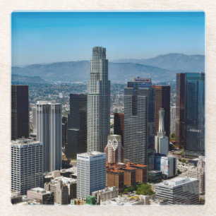 Beautiful Downtown Los Angeles California Skyline Glass Coaster