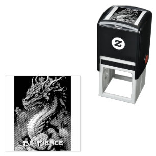 Beautiful Dragon  and Flowers Self-inking Stamp