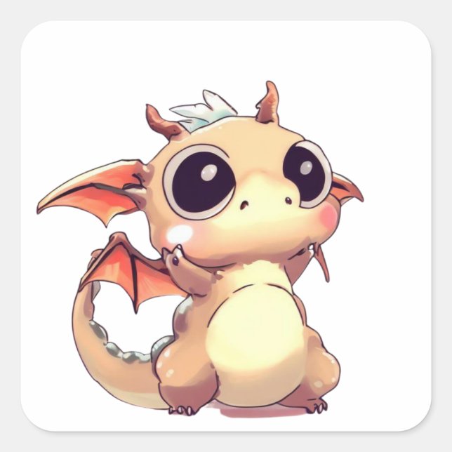 Beautiful dragon, beautiful eyes square sticker (Front)