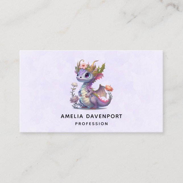 Beautiful Dragon with Elegant Crown Business Card (Front)