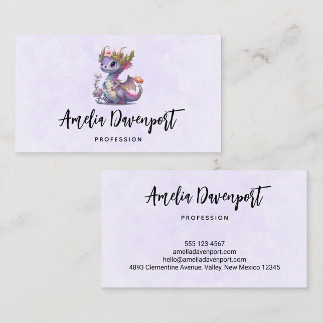Beautiful Dragon with Elegant Crown Business Card (Front/Back)