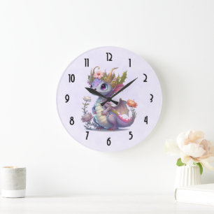 Beautiful Dragon with Elegant Crown Large Clock