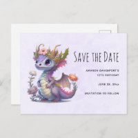Beautiful Dragon with Elegant Crown Save the Date