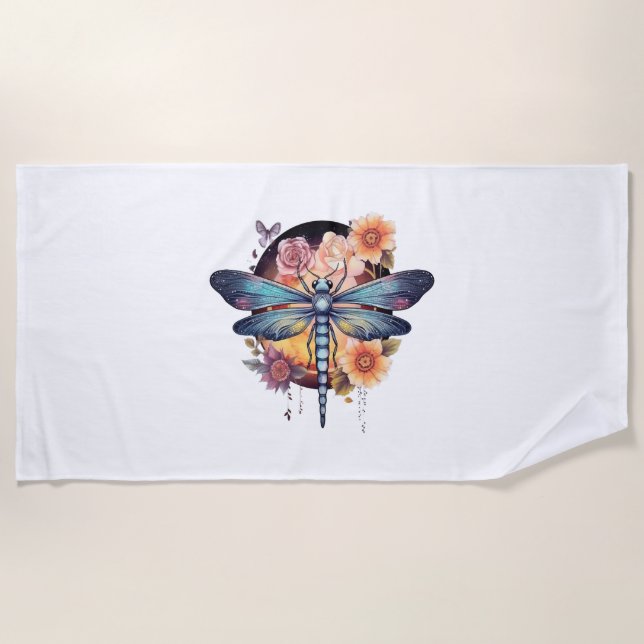 Beautiful Dragonfly Beach Towel (Front)