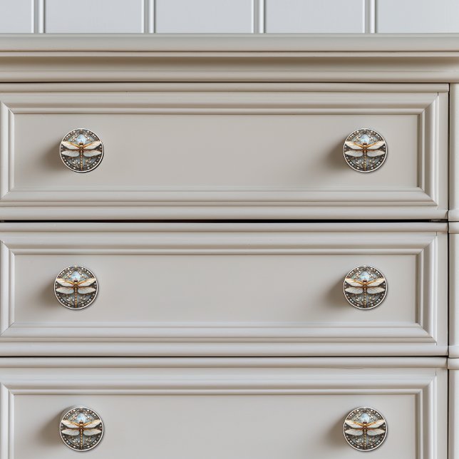 Beautiful Dragonfly  Gems Gold Mother of Pearl Ceramic Knob (Creator Uploaded)