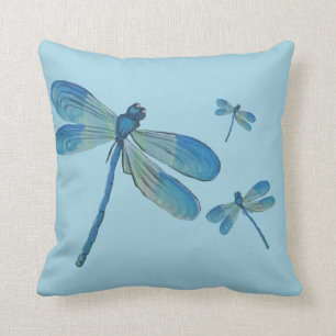 Beautiful Dragonfly Pink Flower Original Art Cushion