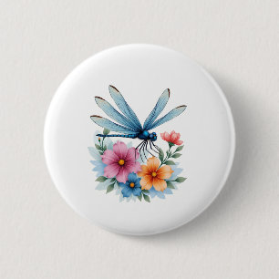Beautiful Dragonfly Watercolor Art Insect Lover Ea 6 Cm Round Badge