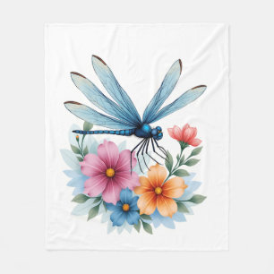 Beautiful Dragonfly Watercolor Art Insect Lover Ea Fleece Blanket