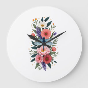 Beautiful Dragonfly Watercolor Art Insect Lover Ea Large Clock