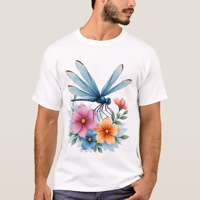 Beautiful Dragonfly Watercolor Art Insect Lover Ea T-Shirt (Front)