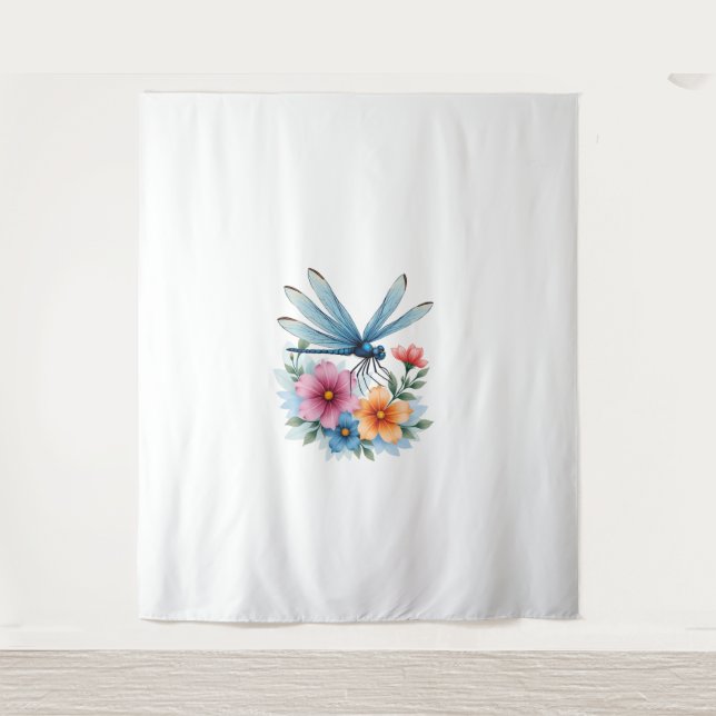 Beautiful Dragonfly Watercolor Art Insect Lover Ea Tapestry (Front)