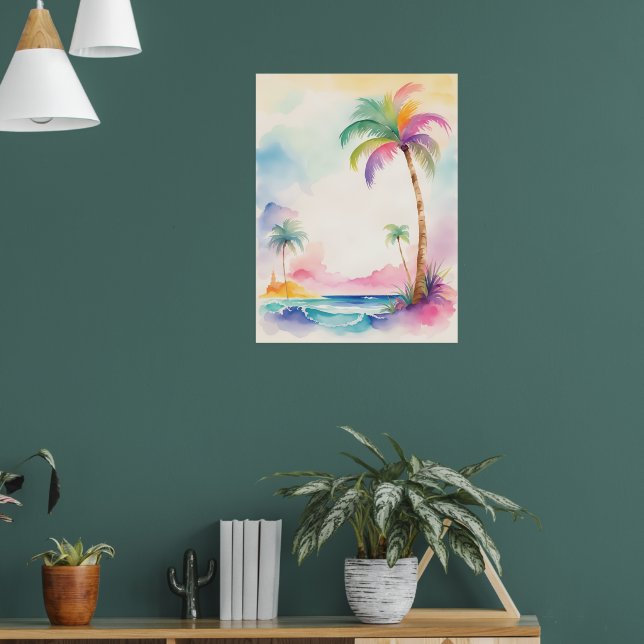 Beautiful drawing of tropical trees poster (Living Room 1)