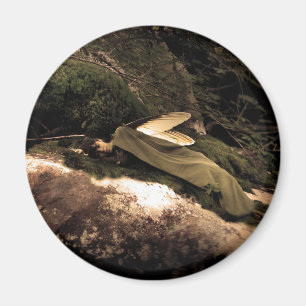 Beautiful Dreaming Woods Fairy Round Magnet