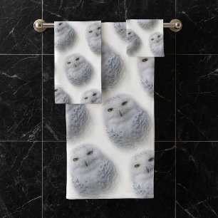 Beautiful, Dreamy and Serene Snowy Owl Bath Towel Set