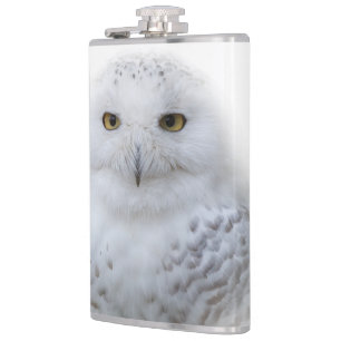 Beautiful, Dreamy and Serene Snowy Owl Hip Flask