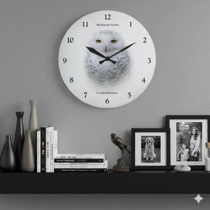 Beautiful, Dreamy and Serene Snowy Owl Large Clock