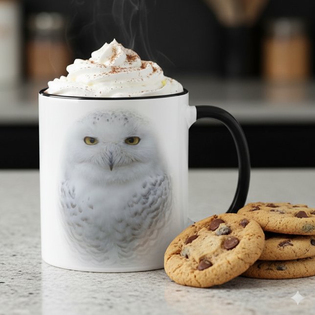 Beautiful, Dreamy and Serene Snowy Owl Mug (Snowy Owl Two-Tone Combo Mug Cover Photo)