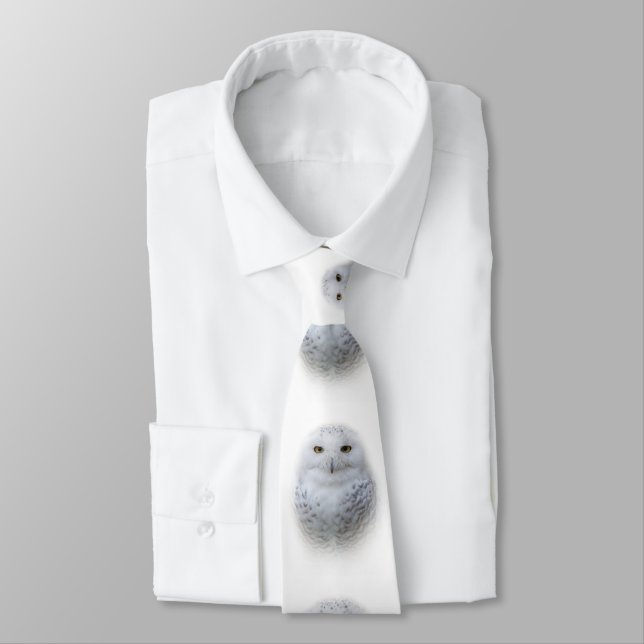 Beautiful, Dreamy and Serene Snowy Owl Tie (Tied)