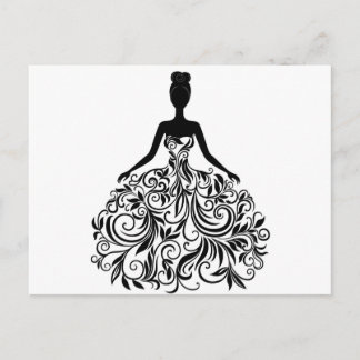 Beautiful Dress Girl Wedding Party Long Postcard