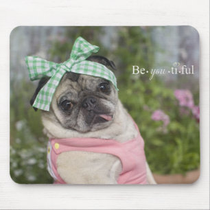 Beautiful dressed up Chinese pug image Mouse Pad