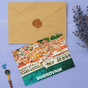 Beautiful Dubrovnik Croatia Watercolor Oil Paint Postcard