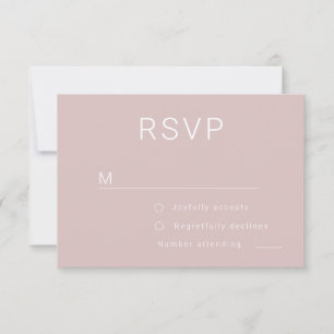 Beautiful Dusty Pink Rose Gold Minimalist Wedding RSVP Card