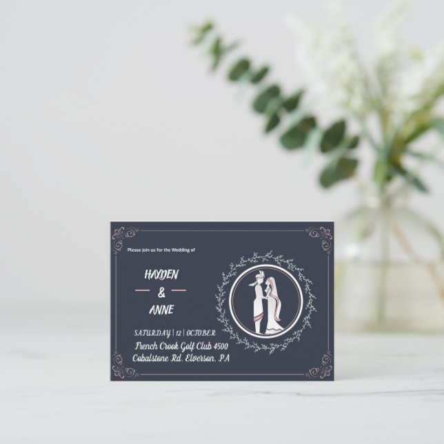 Beautiful dusty wedding invitation (Standing Front)