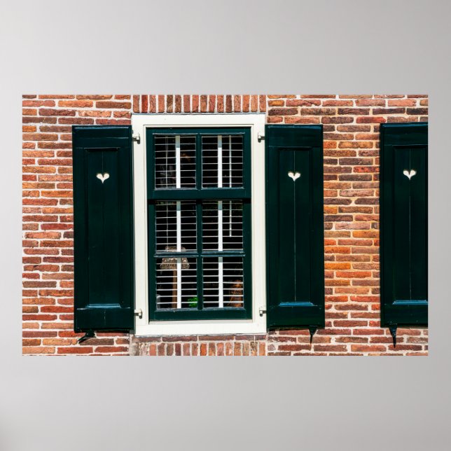 Beautiful dutch traditional houses. Brick wall wit Poster (Front)