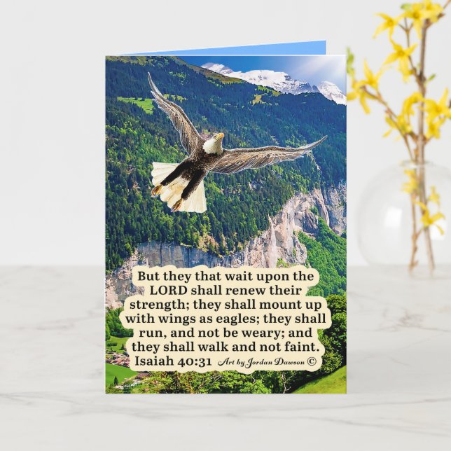 Beautiful Eagle Scripture Isaiah 40:31 Card (Yellow Flower)
