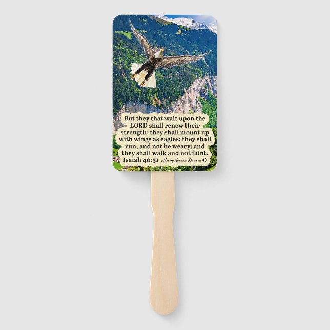 Beautiful Eagle Scripture Isaiah 40:31 Hand Fan (Back)
